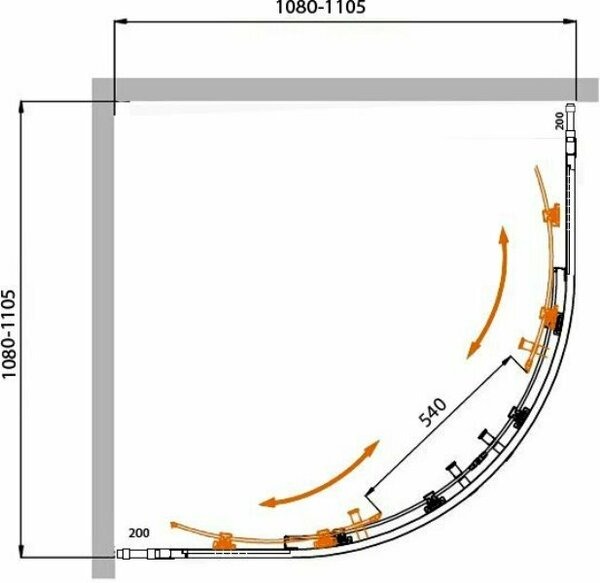 Душевой уголок (110х110) CEZARES MOLVENO MOLVENO-R-22-90+20-P-Cr